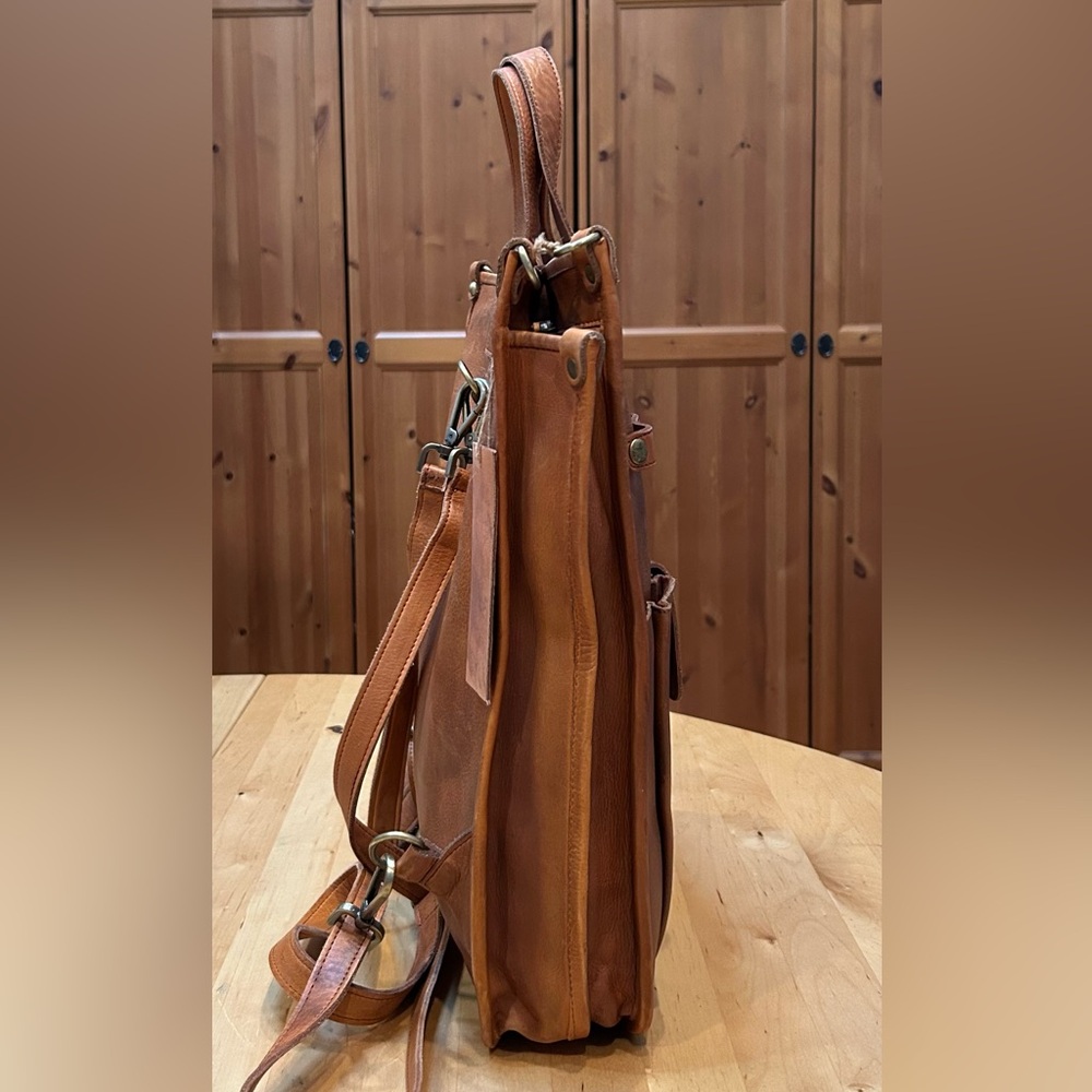 Distressed Multifunctional Backpack Crossbody Tote - image 6